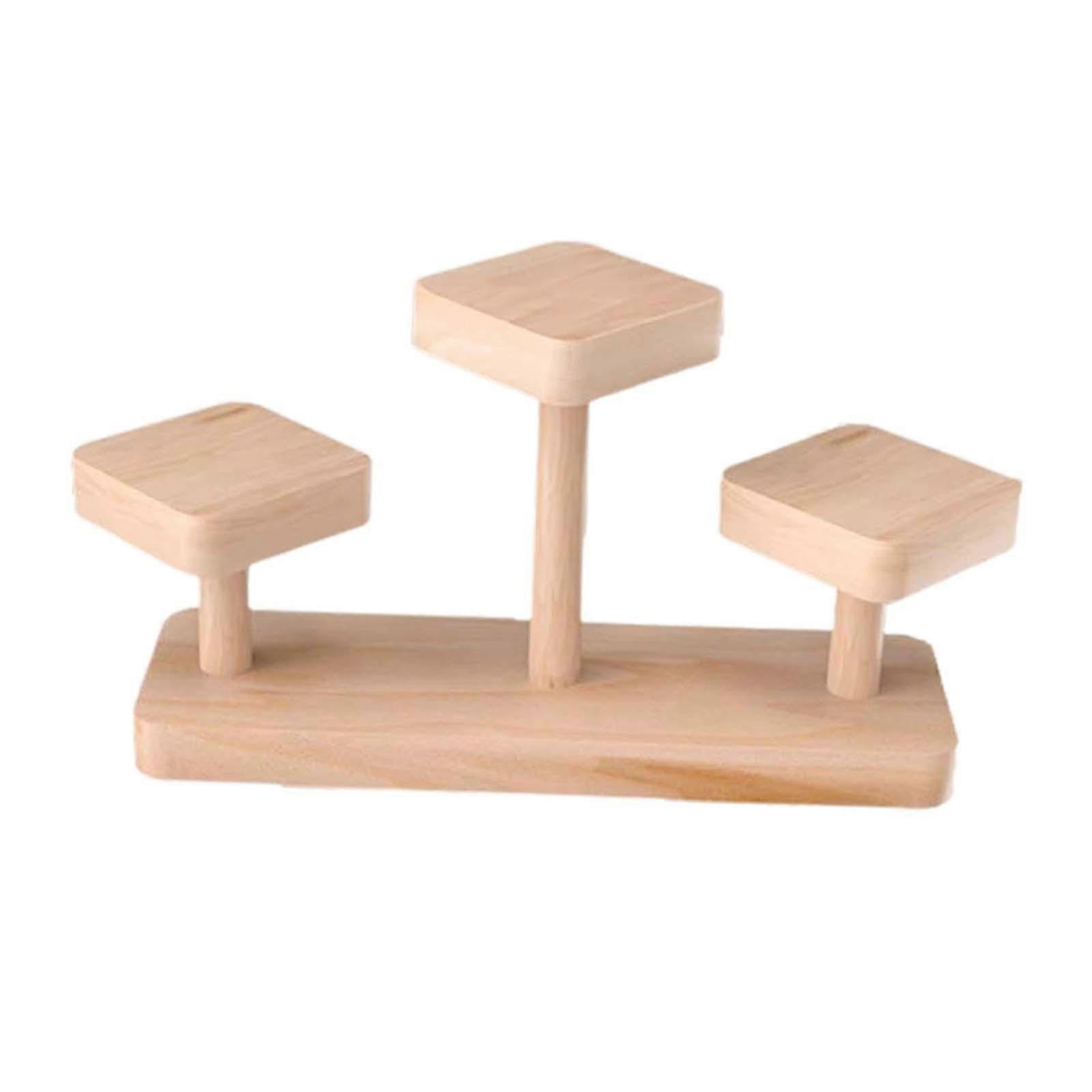 Wooden Display Riser Storage Figure Display Stand for Doll Cabinet Figurines B