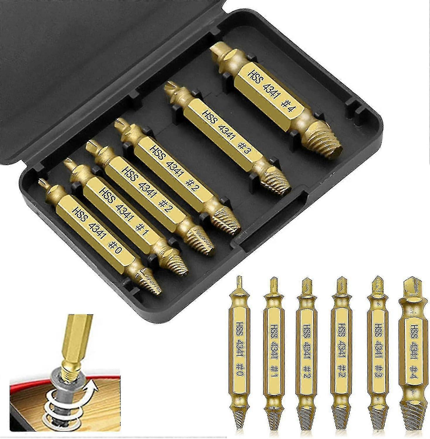 New Models6pcs Broken Screw Extractor Kit Damaged Screw Extractor Kit Screw Head Extractors