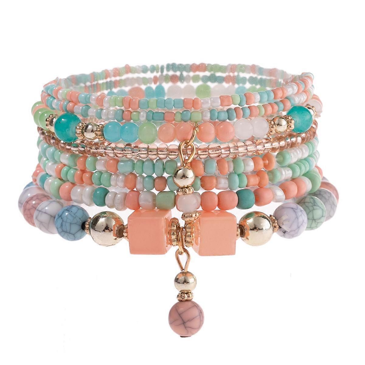 Stackable Rainbow Vinyl Disc Clay Beaded Stretch Bracelets