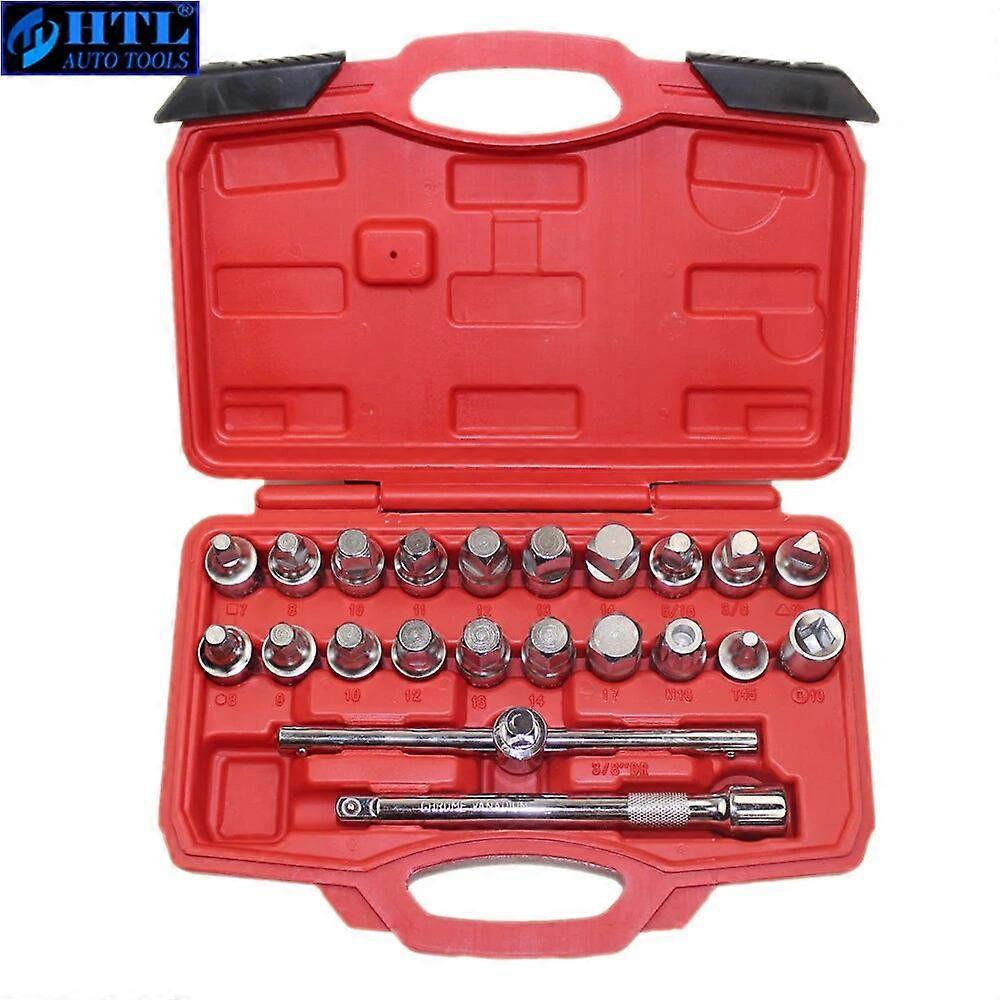 22PCS Oil Drain Pipe Plug Socket Set Screws Removal Tool Triangle Square Hexagon T~bar Remover Sleeve Special Tools No.26383