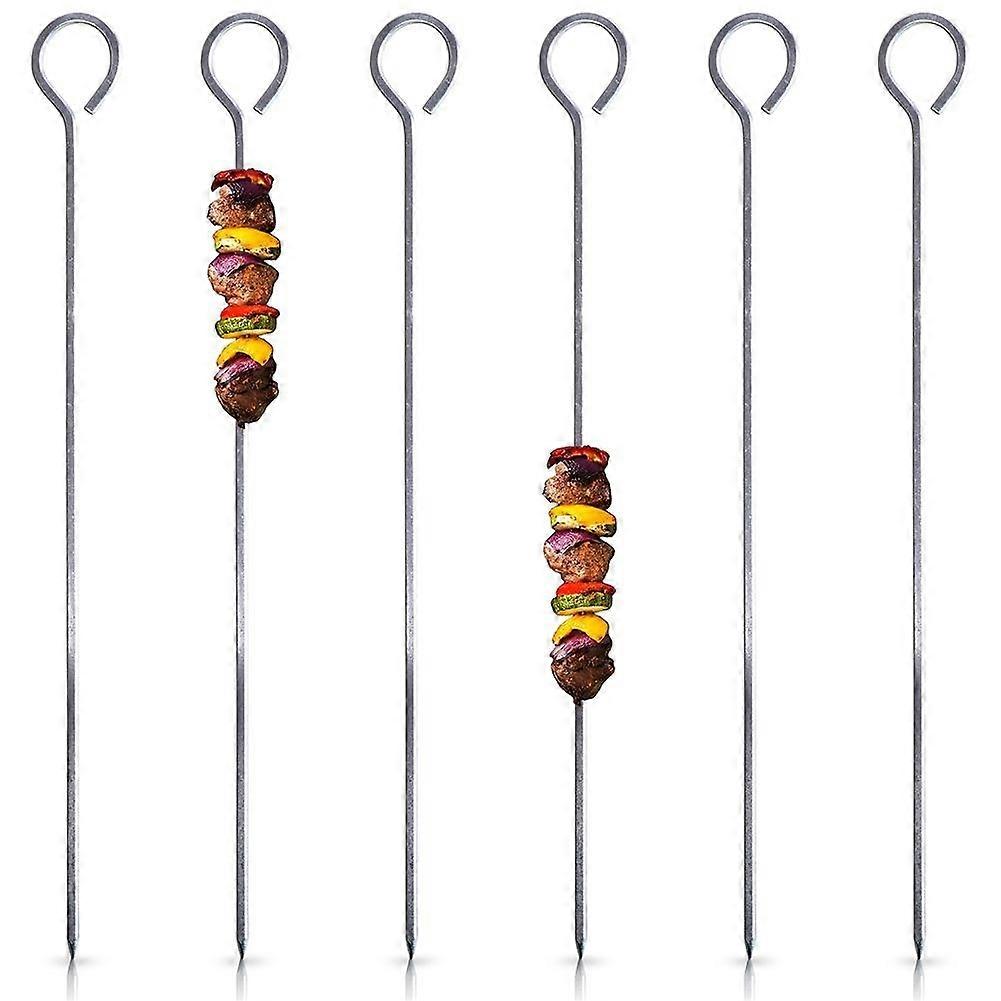 Six stainless steel skewers for vegetables and meat, perfect for the grill
