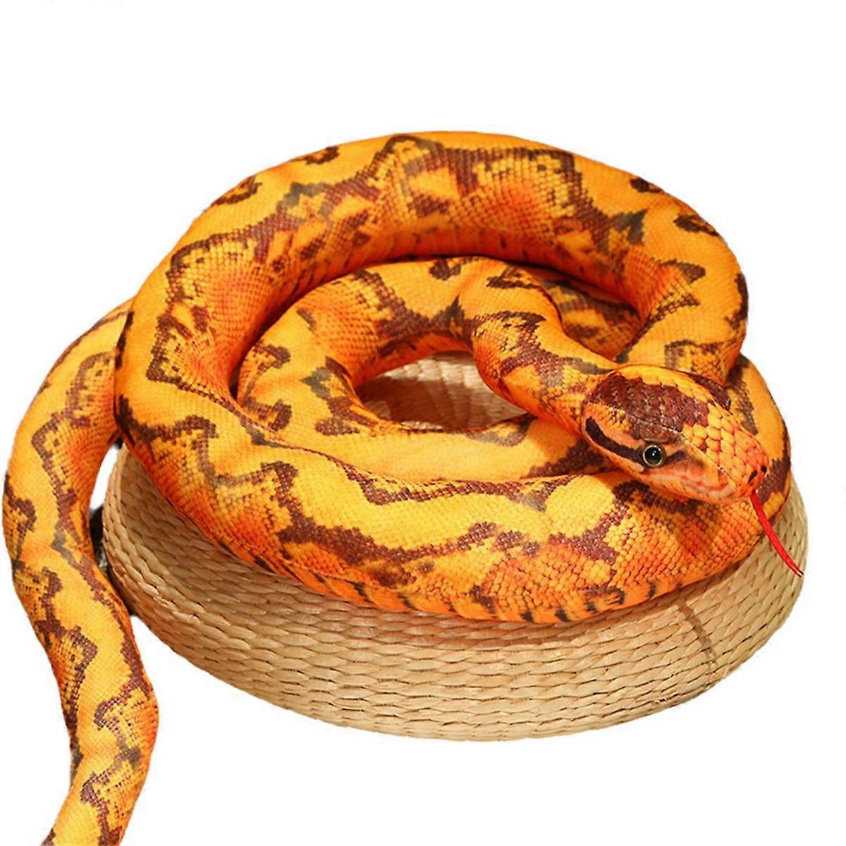 Simulation Python Plush Toy Giant Python Cobra Plush Animal Plush Doll Halloween Decoration Gift Orange Ring Python