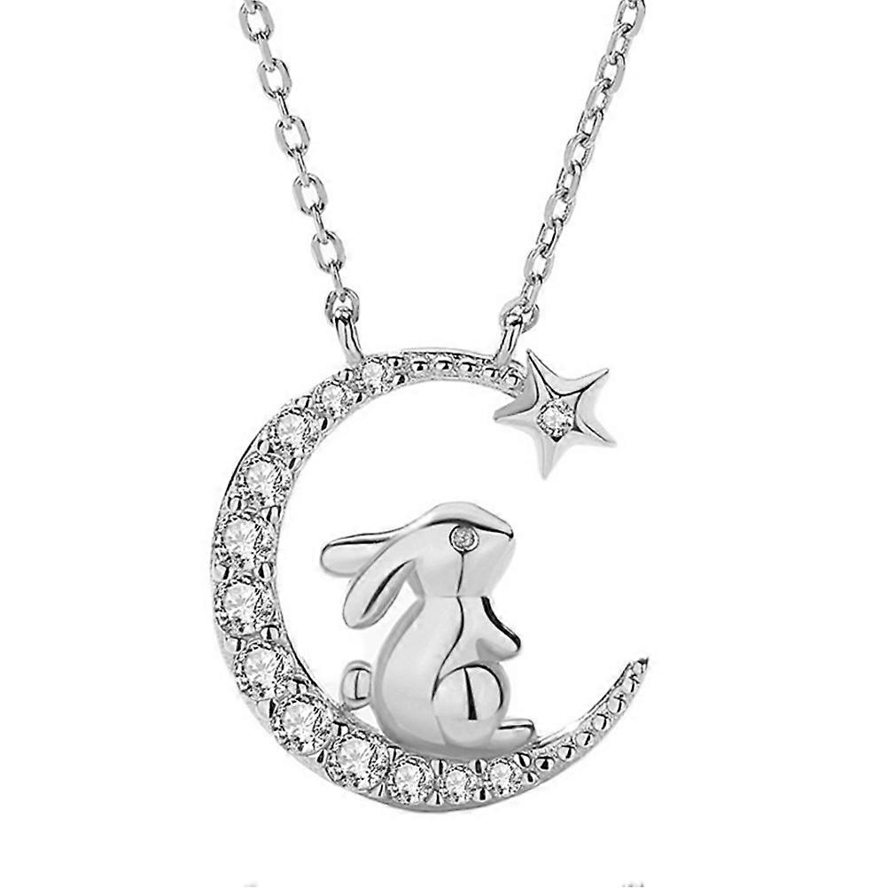 Collana con catena al collo in strass, collane squisite per ragazze, collana con luna e stella