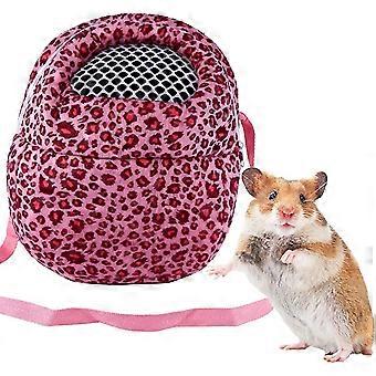 Kongqtee kæledyr bæretaske, plys åndbar mesh Carring taske udgående rejsetaske til mus rotte ørkenrotte gyldne bjørne marsvin pindsvin (leopard pink s