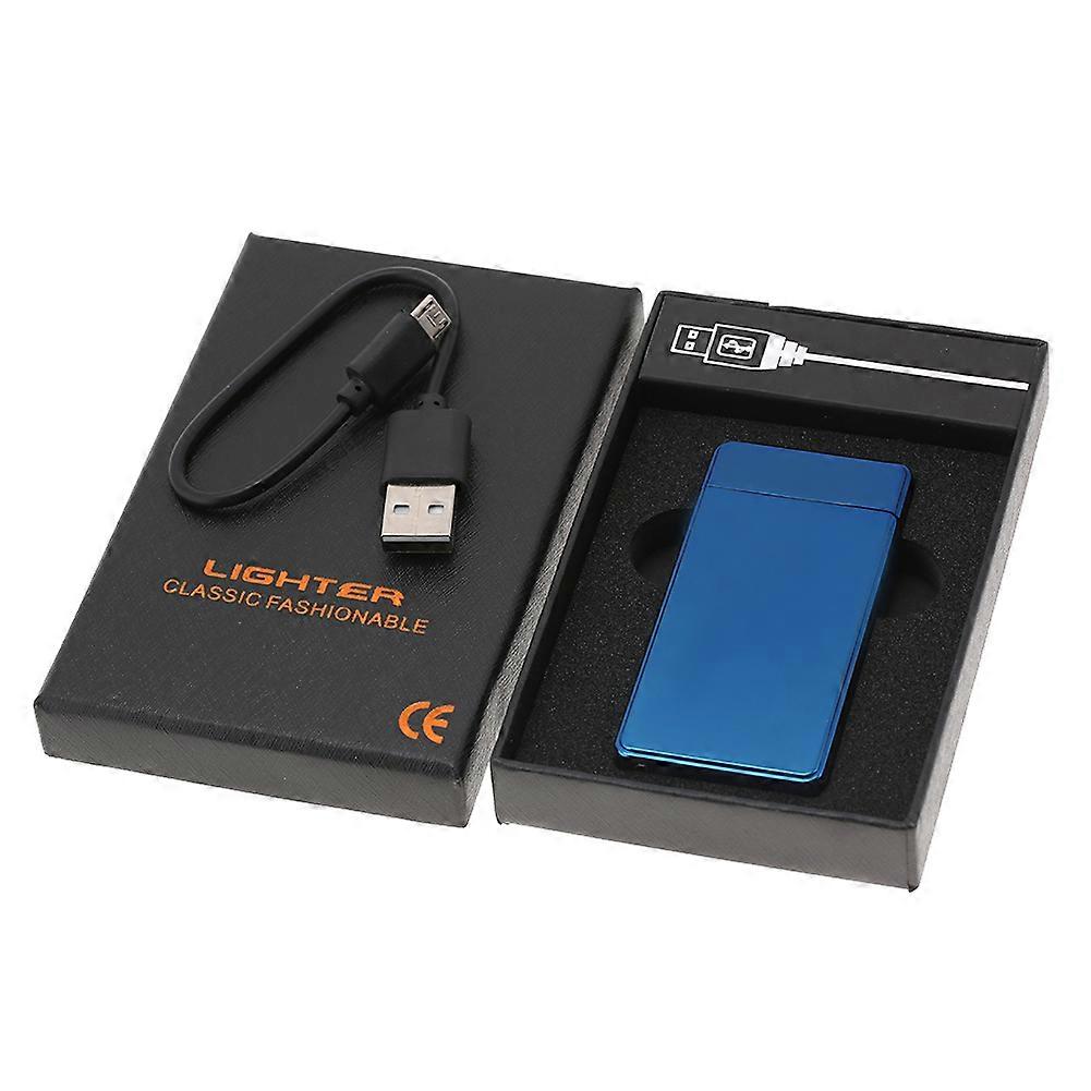 USB Rechargeable Windeedproof Mini Portable Electric Dual Arc Cigarette Lighter (Blue)