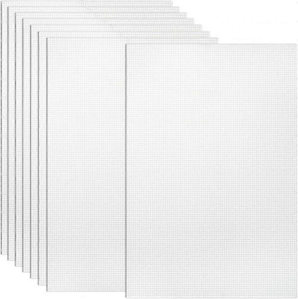 8 Count Plastic Mesh Canvas Sheets for Embroidery, Acrylic Yarn Crafting, Knit and Crochet Projects (50 x 33 cm, White)