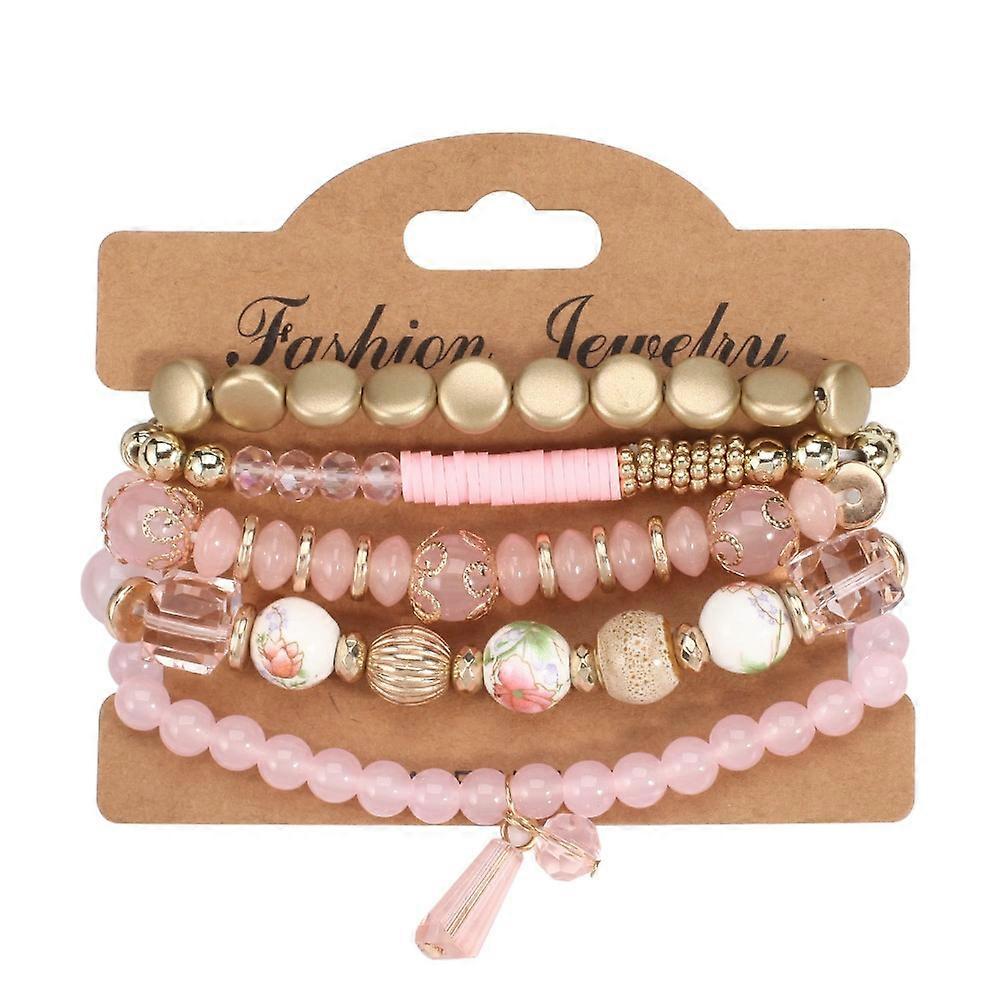Bracelet-Pink Fantasy-Rose Crystal Multi-Strand Bracelet