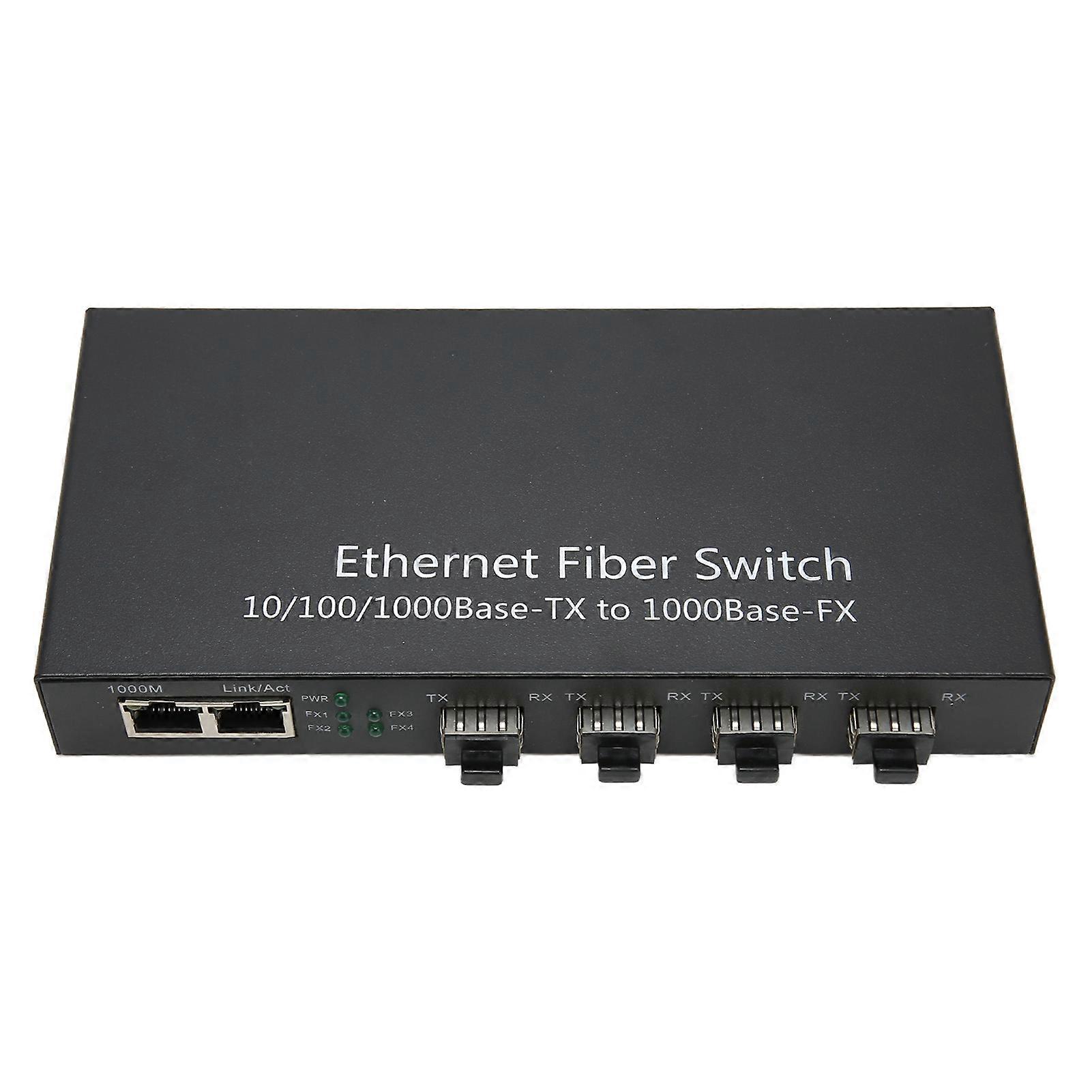 SFP-Ethernet-Glasfaser-Switch bis zu 120 km 4 optischer Port 2 elektrischer Port 10 100 1000M Ethernet-Glasfaser-Transceiver 100?240V US-Stecker