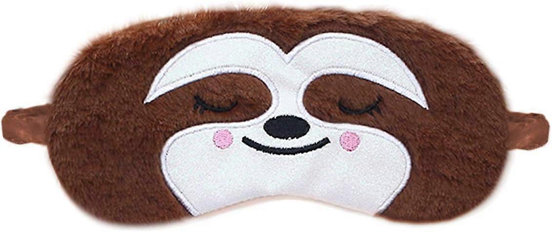 2025, söt 3D fluffig djurögonmask för att sova andningsbar ögonskugga tecknad sovmask barn vuxna kvinnor (S-brun sengångare, en storlek)