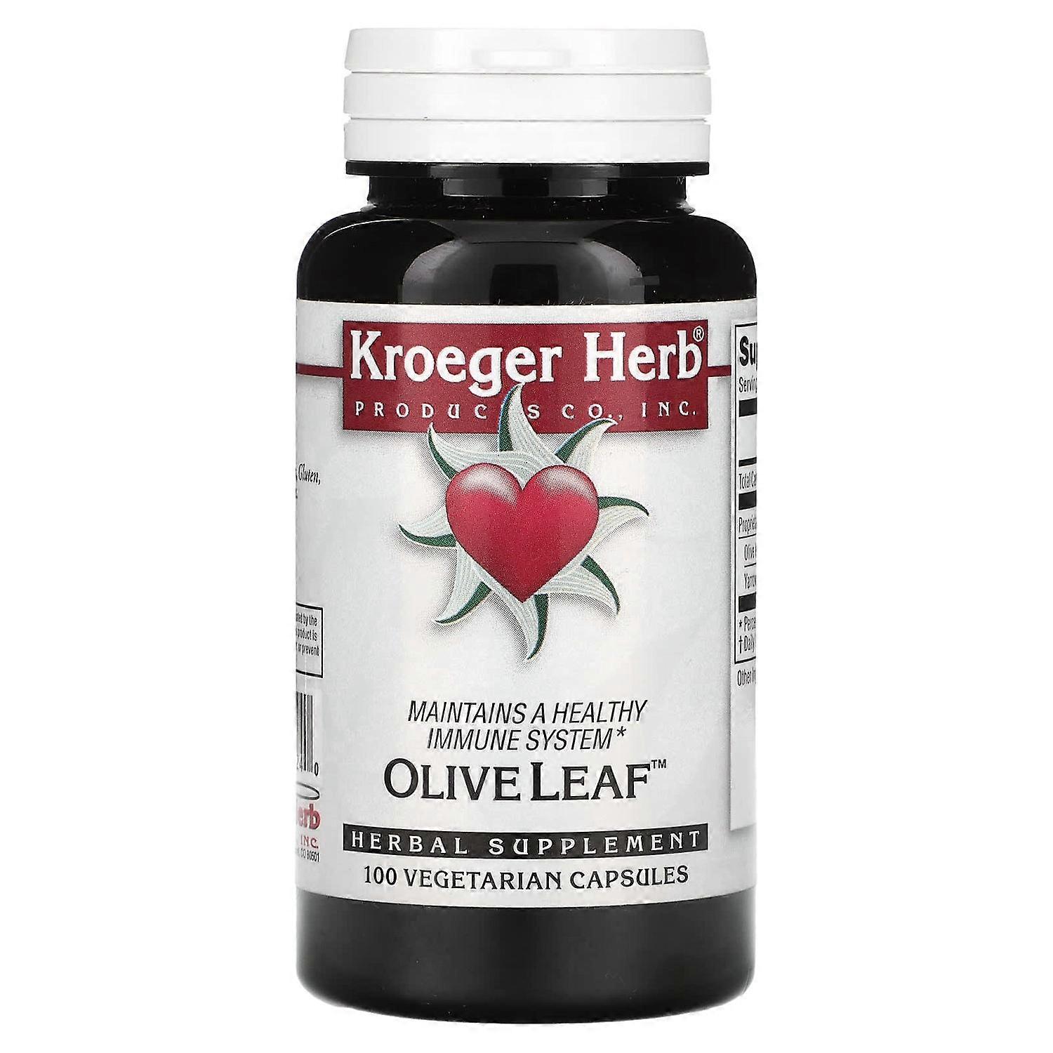 Kroeger Herb Co, Olive Leaf, 100 Vegetarian Capsules