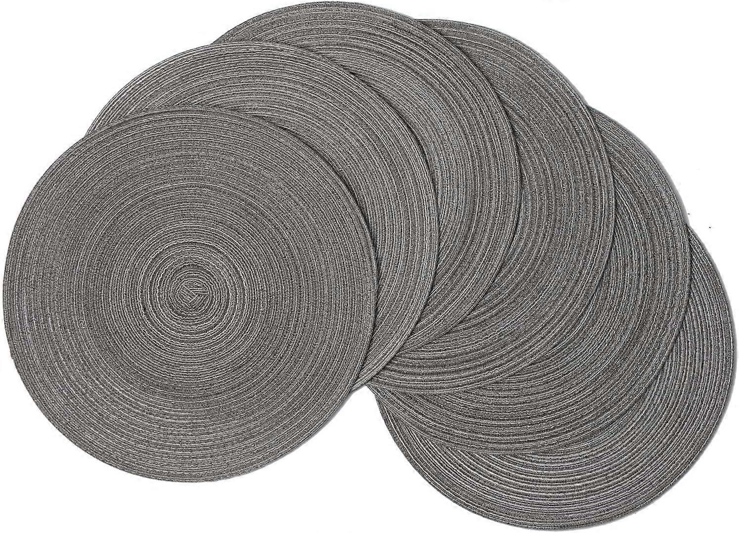 Round Woven Placemats Set of Washable Heat Resistant non slip Placemats for Kitchen Table(38 SPK