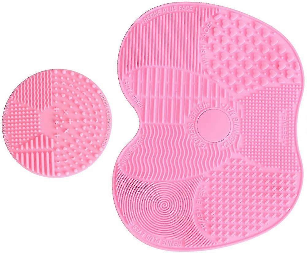 2 Pack Silicone Brush Cleanser Brush, Makeup Brush Cleaning Mat Tool (pink)