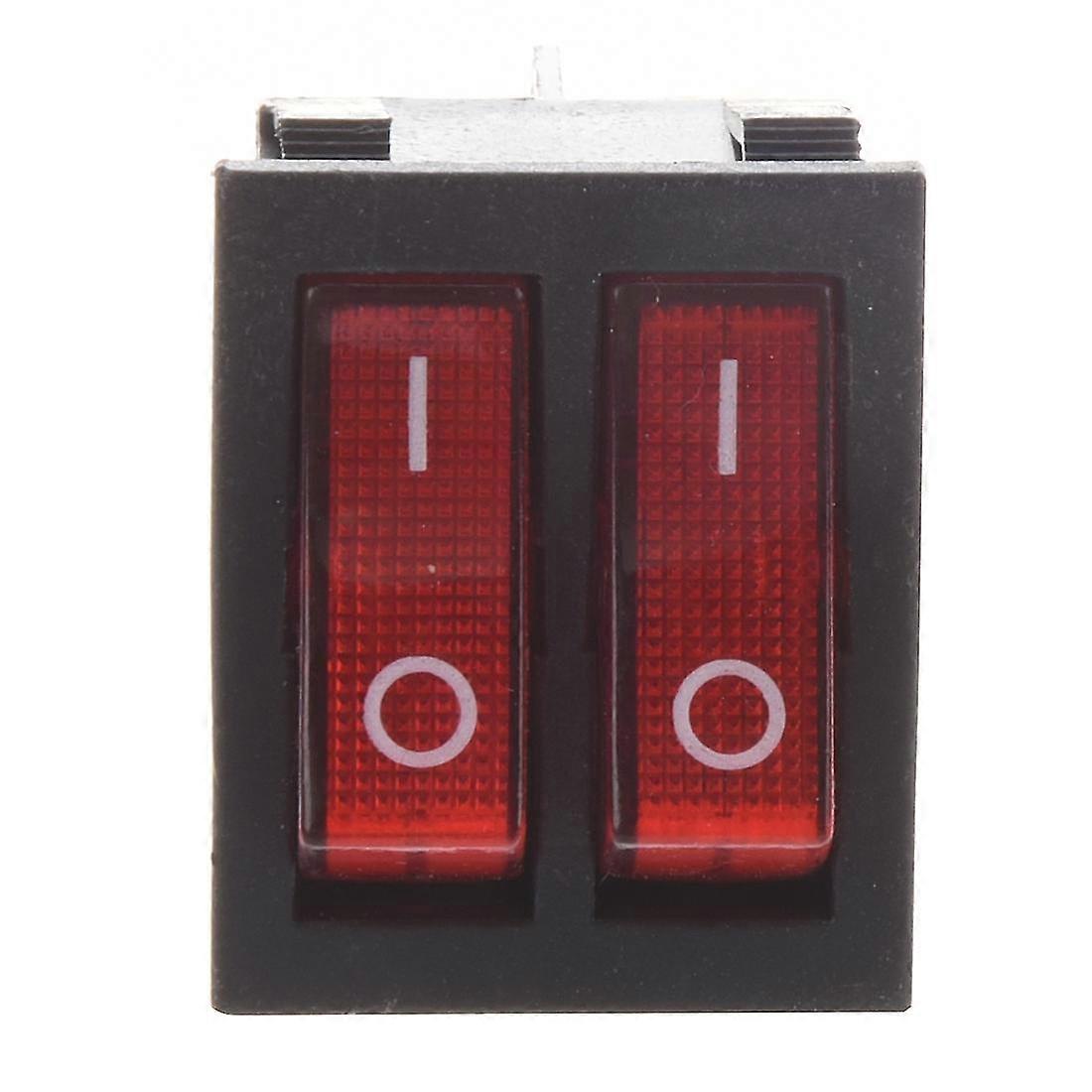 Red Light Illuminated 6 Pin Dual Spst On/off Boat Rocker Switch Ac 15a/250v 20a/125v