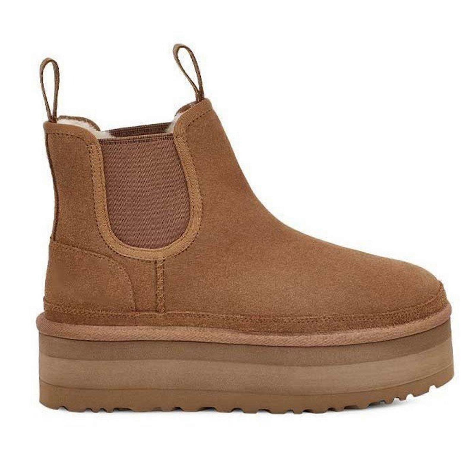 Women's Plush Ankle Booties Fashionable Stacked Heel Short Boots Winter Plush Chunky Heels Chelsea Boots