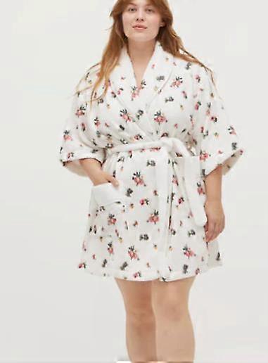 Varm Flanellmorgonrock Vinter Hem Nattkläder Kvinnor Tryck Långärmad Badrock Kimono Robe med Bälte Loungewear Pyjamas Kvinna