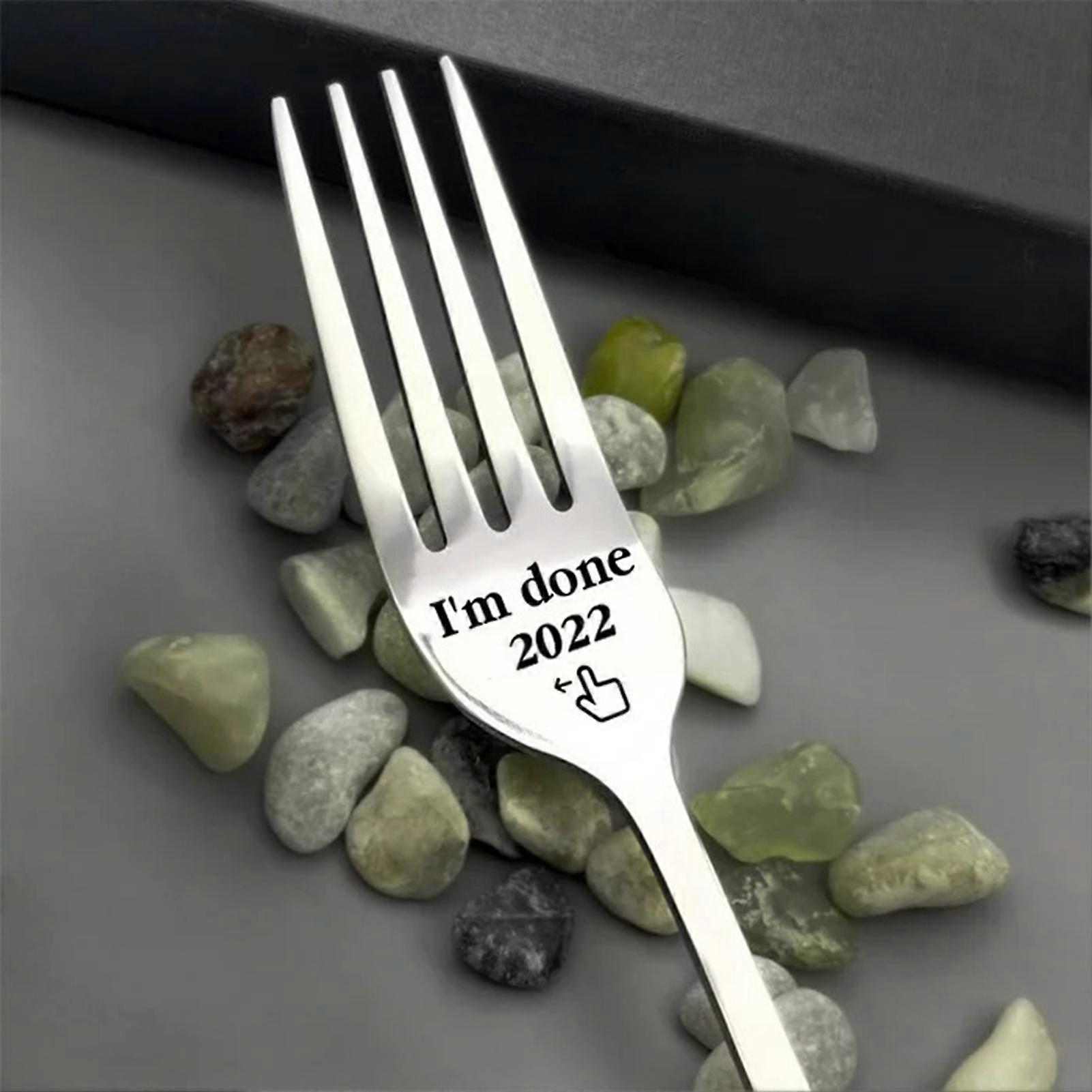 Engraved Message Stainless Steel Fork Mirror Polished Dishwasher Safe Gift for Christmas Birthday New Year