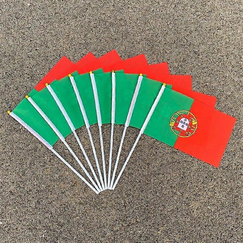 aerlxemrbrae Custom Hand Flag  100Pcs   14 * 21cm   A plastic  Stick Handing Flag   World National Flag Portugal hand  flags