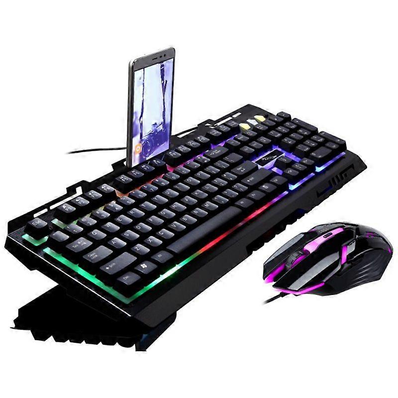Rainbow LED Backlight Gaming Equipment Kit USB Charging Light Keyboard & Mouse C