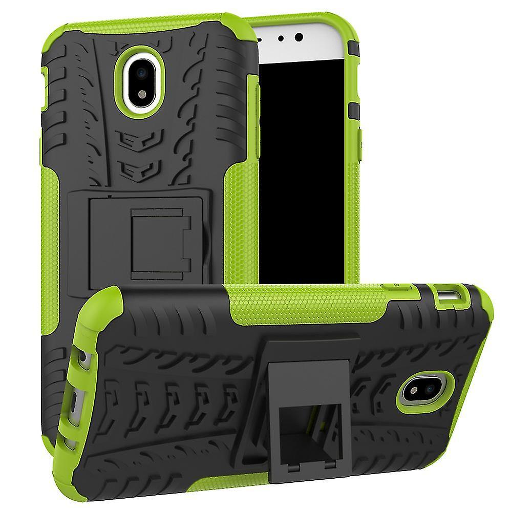 Tyre Pattern Kickstand Pc + Tpu Protector Case For Samsung Galaxy J7 (2017) Eu Version - Green