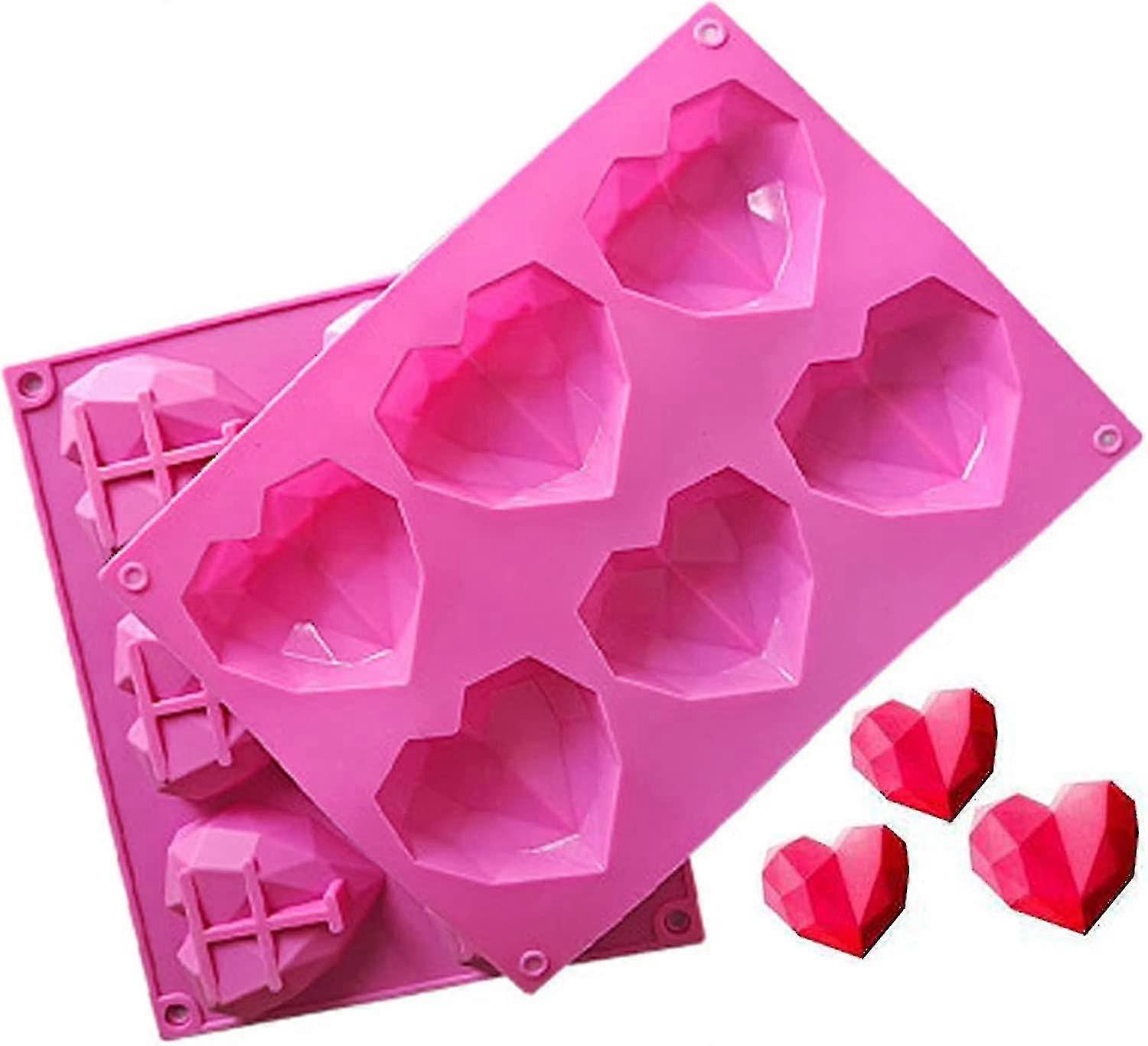 2pcs Heart Shaped Silicone Mold 3d Heart Shaped Molds Non-stick Reusable Silicone Mold