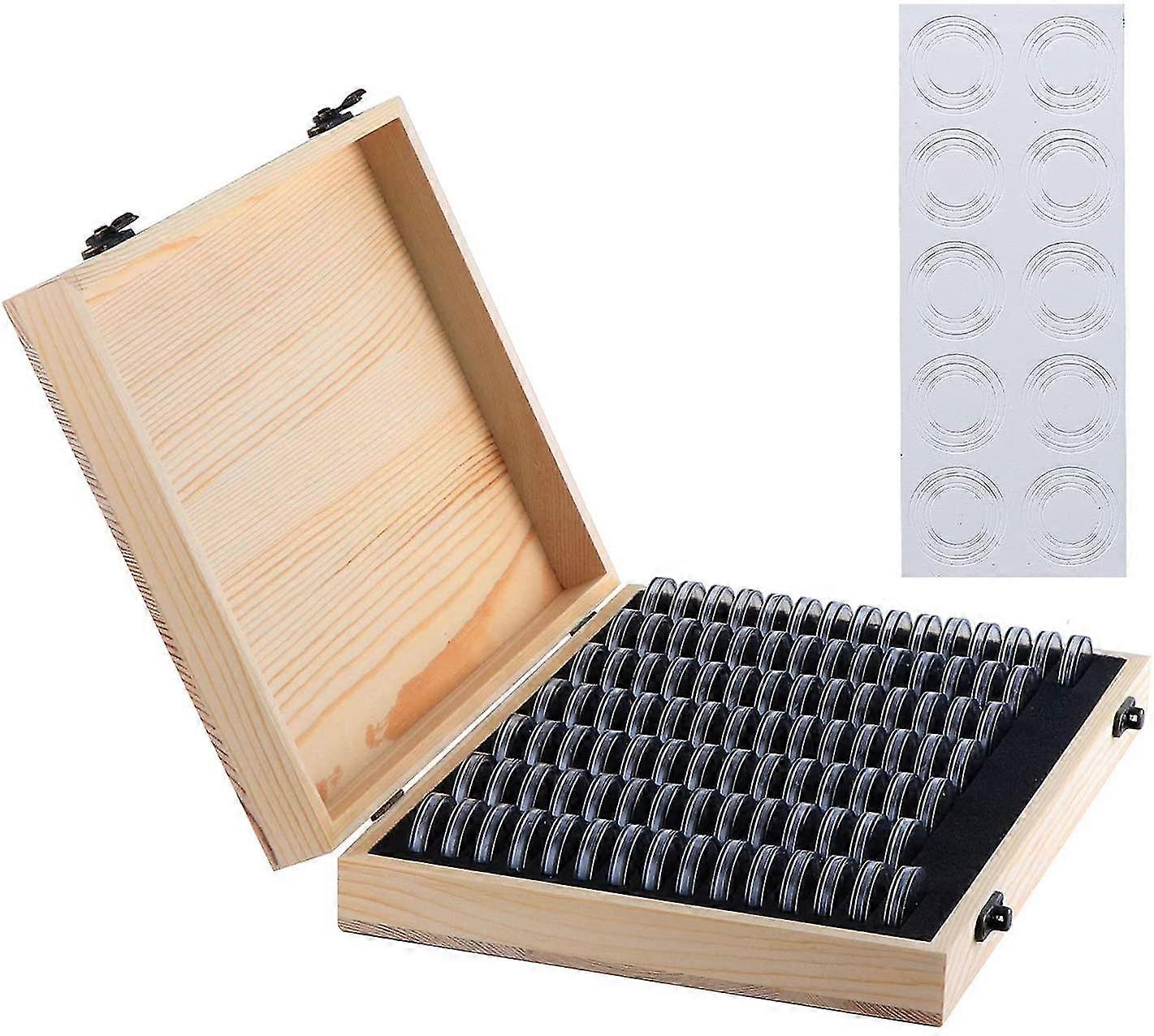 100pcs Wooden Storage Boxes With Plastic Round Capsules