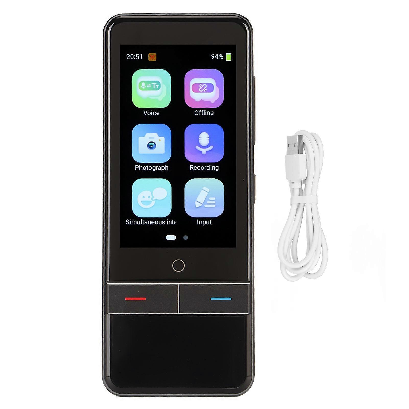 Language Translator WiFi 1GB 8GB 139 Online 57 Photo Offline Recording Language 2.95in Touchscreen 2 Way Voice Translator Black YEMMA