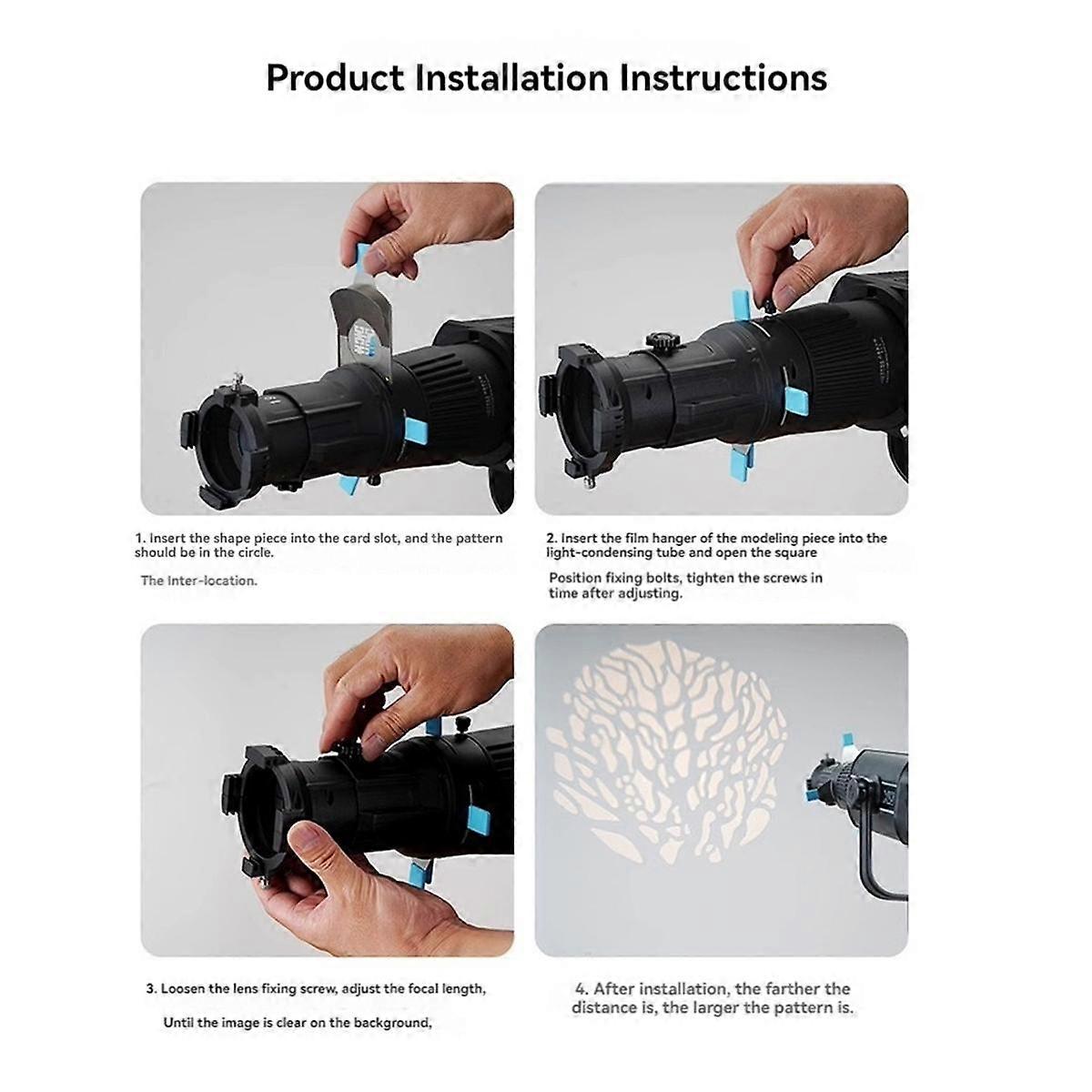 Focalize Snoot Photography Photo Condenser with Geometric Sheet Shapes Gobo Filter Gels for Photo S
