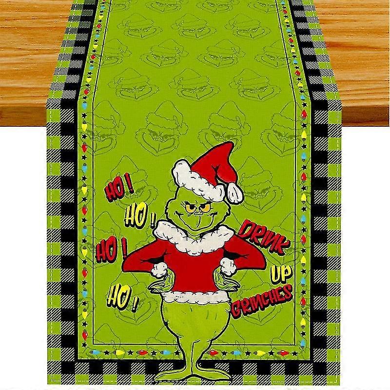 Chemin de Table de Noël vert, joyeux Grinch nappe Noël vacances décorations de Table