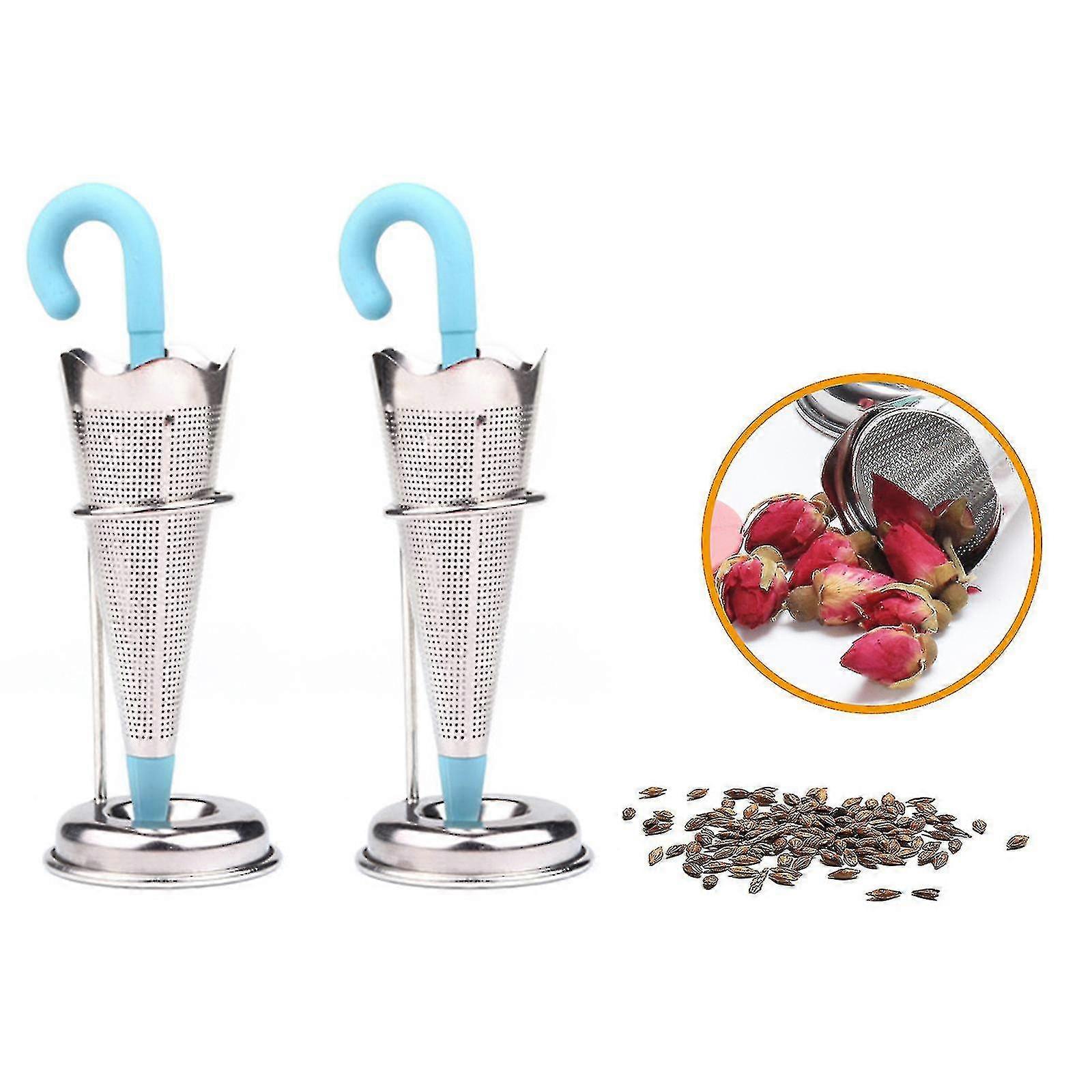2 Pack Tee Infuser Korb Edelstahl Teesieb Teefilter mit kleinem Sieb und Deckel Tee Diffusor
