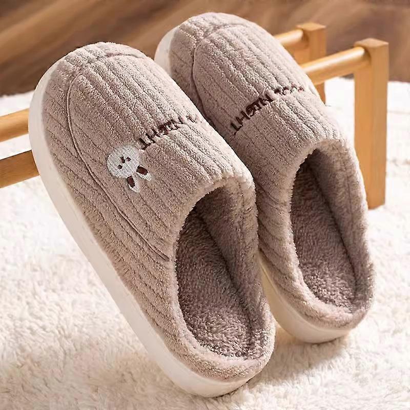 נעלי בית כותנה חורפיות לבית גברים נגד החלקה מקורה עבה קטיפה חמה זוג נעלי בית כותנה ביתית עם סוליות עבות