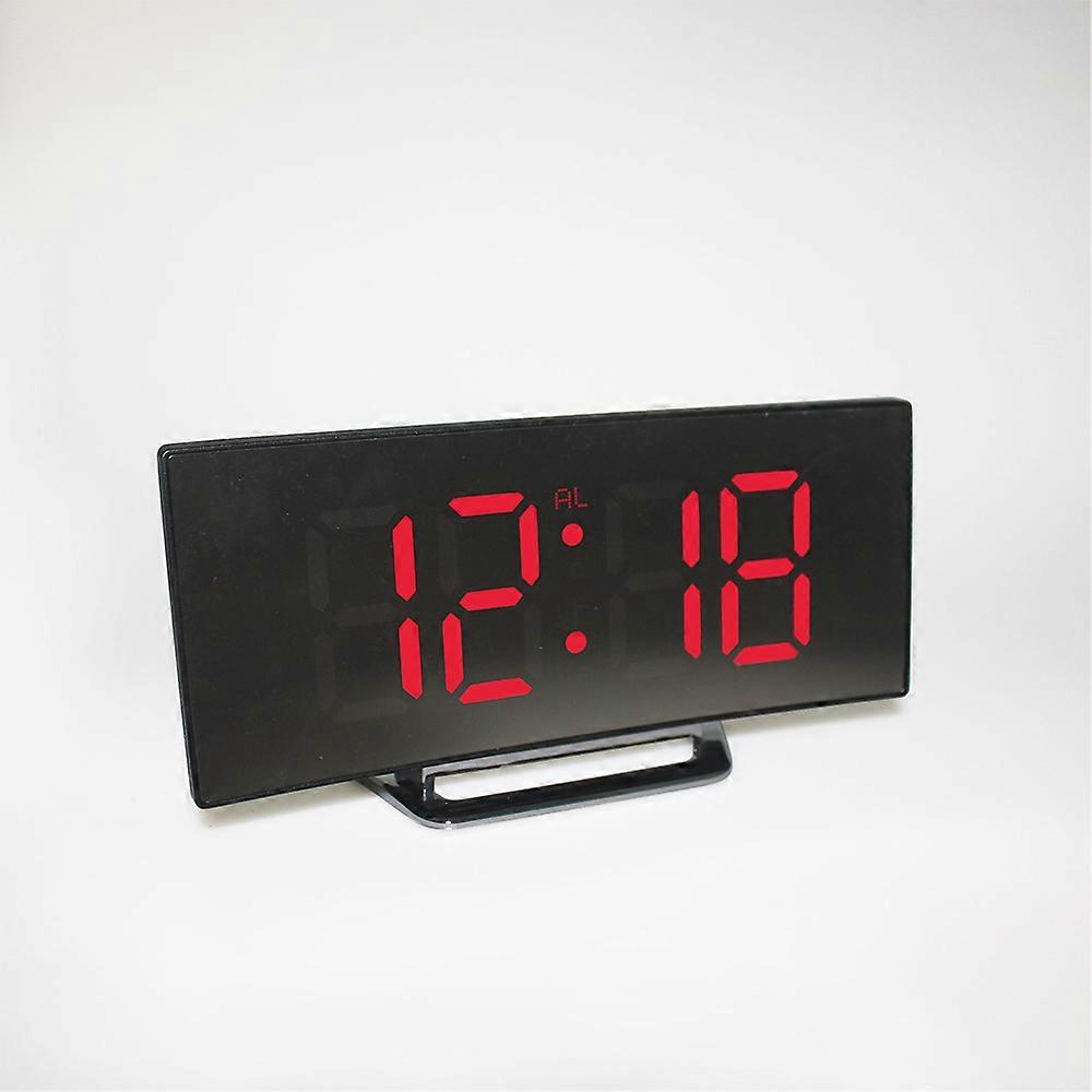 Curved LED Clock Student Alarm Clock Creative Electronic Clock  PK