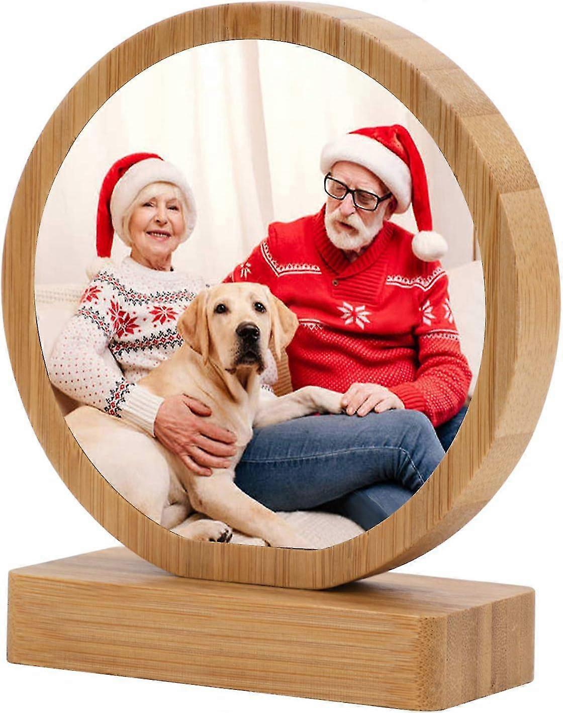 Personalized Custom Wooden Photo Frame Creative Shaped Custom Bamboo Photo Frame for Birthday Xmas, Freestanding Custom Portrait Name Text Picture Fra