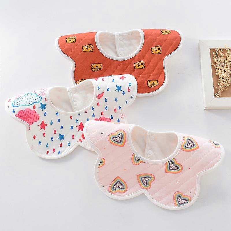 3PCS Baby Petal Bibs 360-Degree Rotating Multicolor Cotton ,Small Yellow Duck