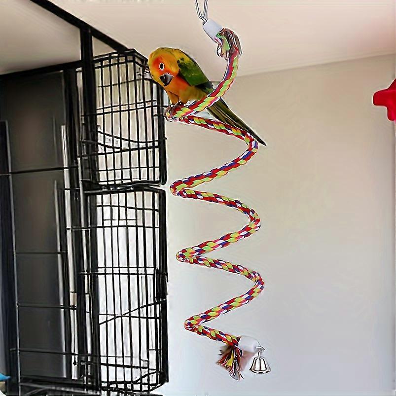 63 Inch Extra Large Bird Swing Toy - Safe & Odor-Free Chewing Fun with Exciting Bungee Action and Engaging Bell - Perfect Nesting Spot for Small to Me