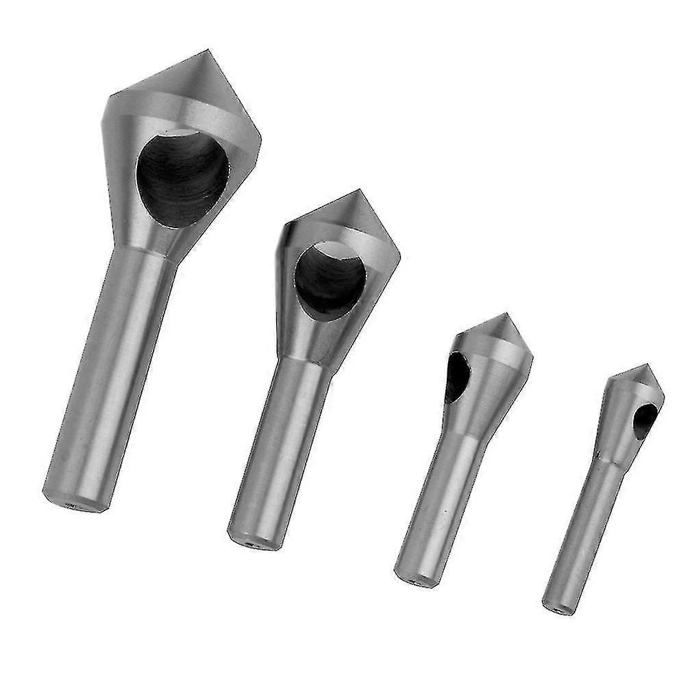 4pcs Chamfer Countersink Deburring Drill Bit Set Crosshole Cutting Metal Tool