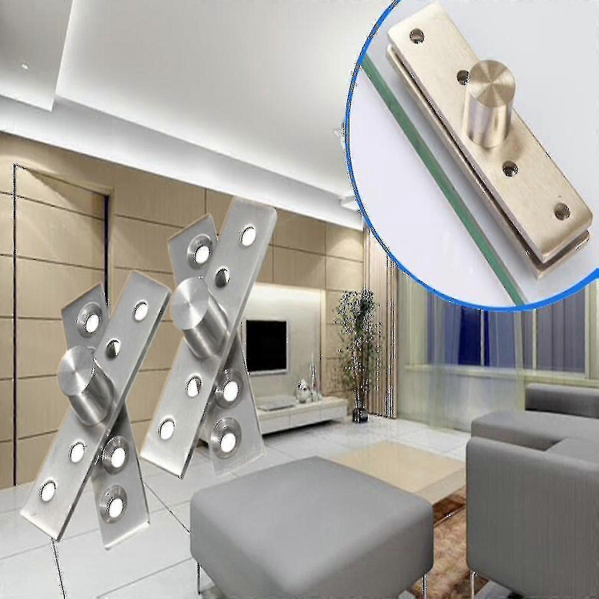 360 Degree Door Pivot Hinge Hardware Silver 74mm Length-2pcs)