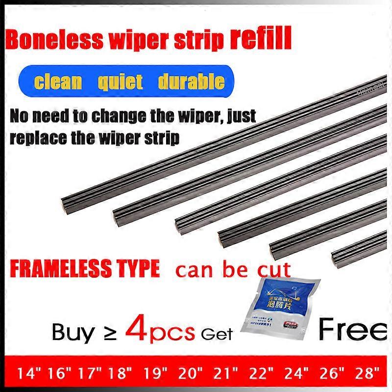 2pcs Boneless Rubber Car Wiper Blade refill Strips Windscreen 6mm 14\