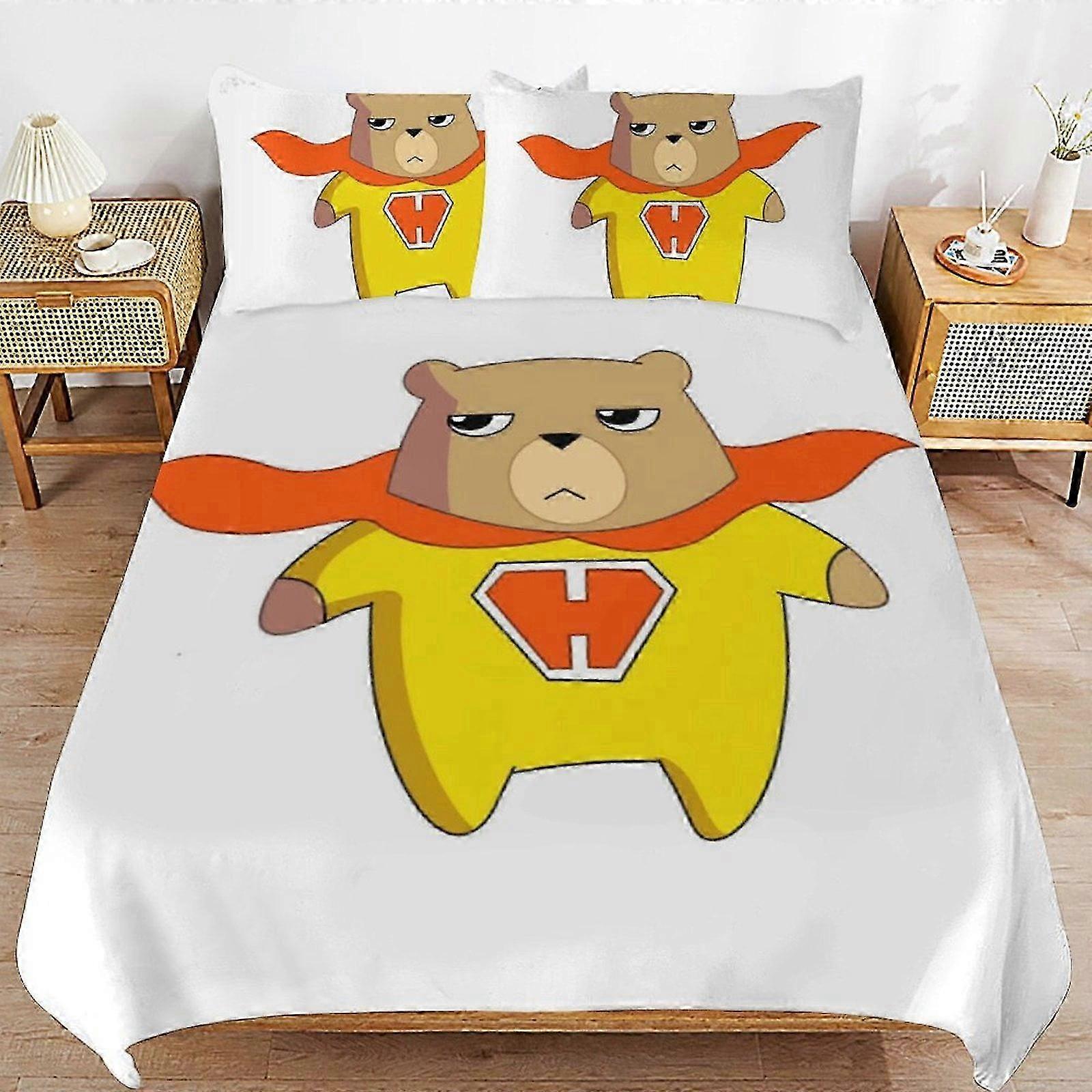 n1696 Lakan Hamster & Gretel tecknad sängkläder Se Ultra mjuk hudvänlig påslakan 3 delar, söt täcke täcke sängset (1 påslakan och 2 p