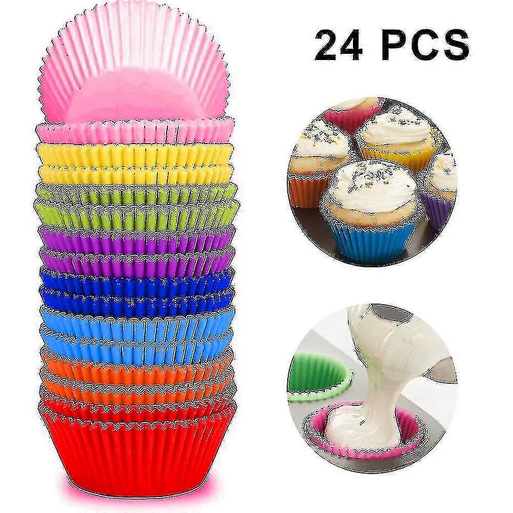 Silicone Cupcake Liners, 24 Pcs Reusable Silicone Baking Cups