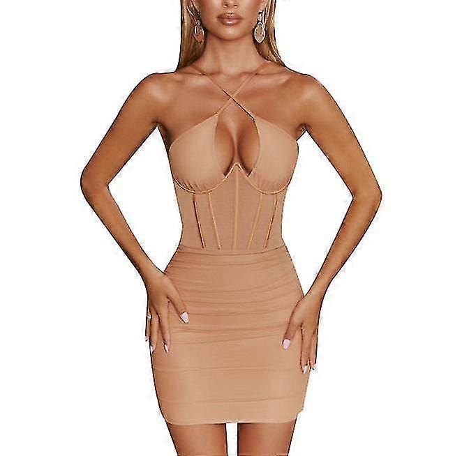 Women's Mini Sleeveless Pack Hip Backless Slip Skirt