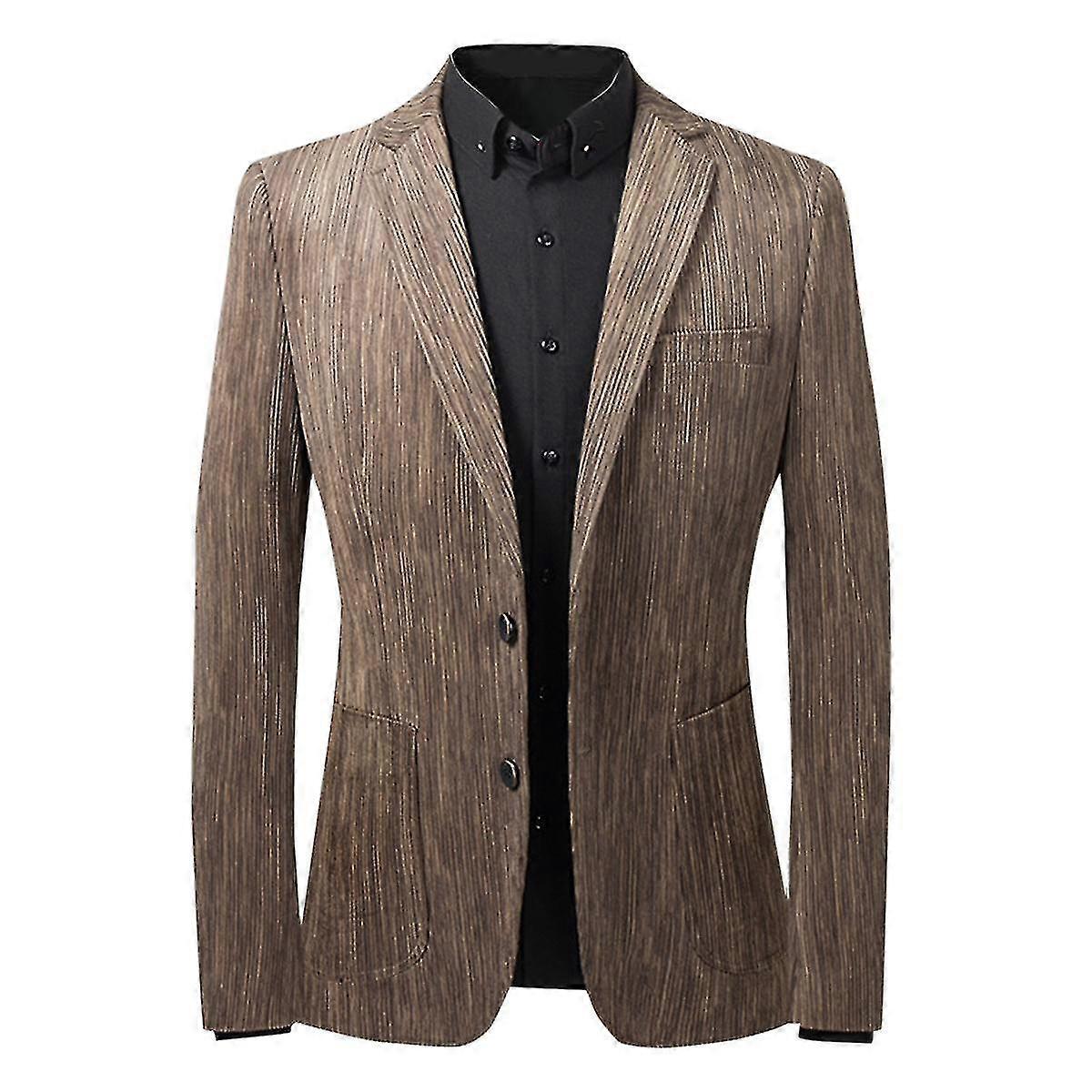 Casual Solid Corduroy Two-button Slim Fit Notched Lapel Blazer avec épaulettes