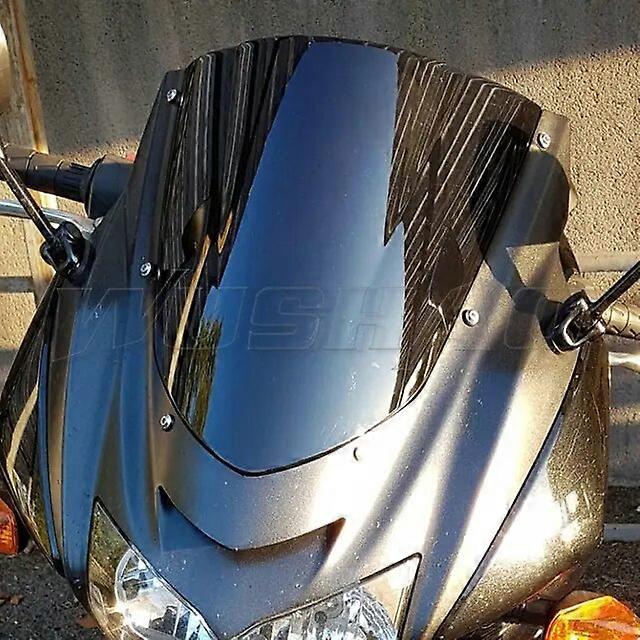 Back Protectors Motorcycle Double Bubble Windshield WindScreen Screen For 2004 2005 2006 2007 Kawasaki Z750S Z 750S Z750 S Black Iridium Chrome