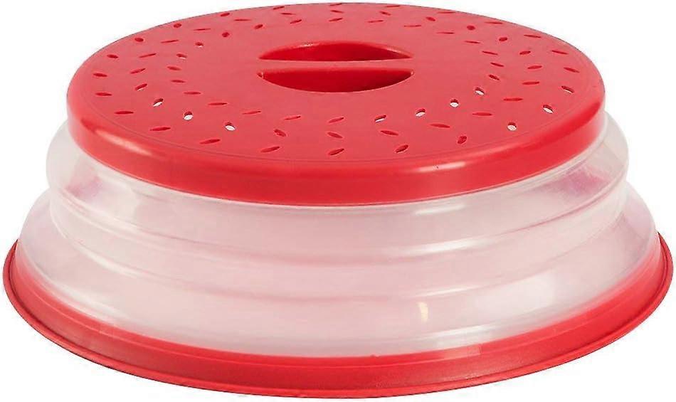 Multifunctional Food Cloche - Red - Microwave and Heat Resistant - Space Saving Design - Perforations for Steaming - Splatter and Splash Proof