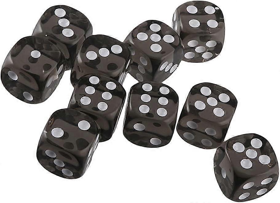 10stk terninger (sort)Polyedrisk D6 terninger 16mm akryl terningesæt til DND terninger RPG MTG bordspil