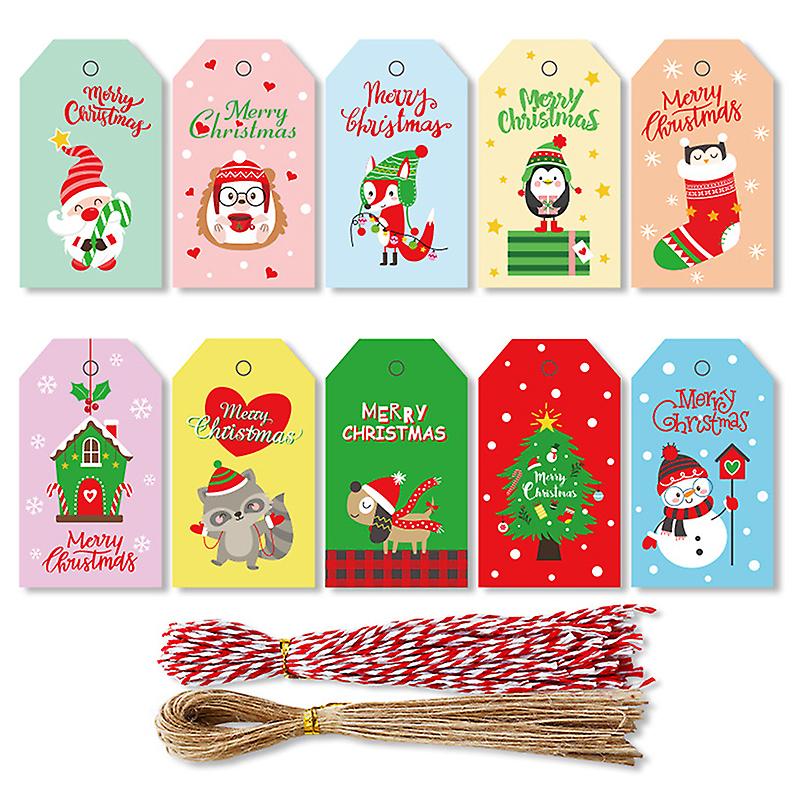 Merry Christmas Paper Hanging Tags With Rope