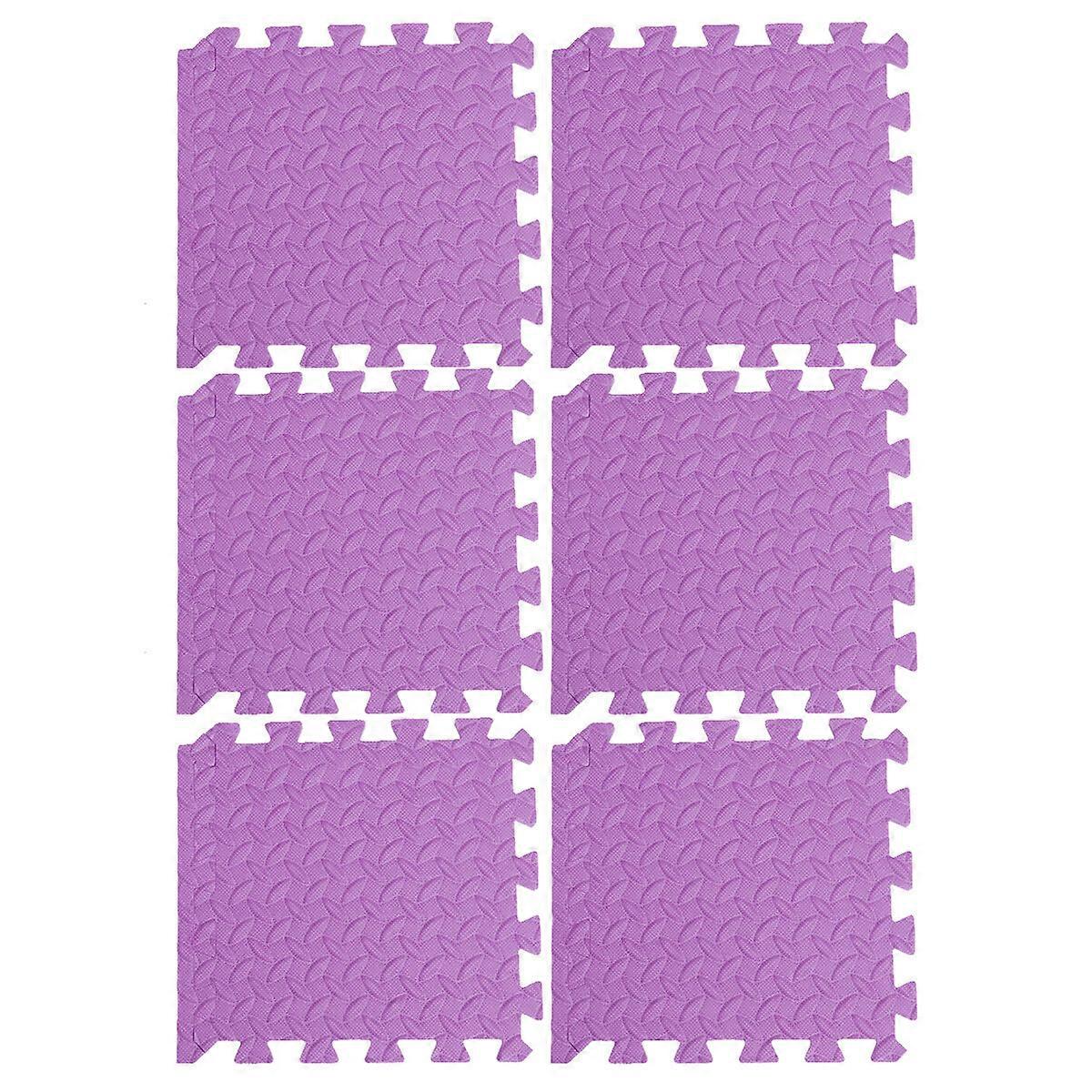 6Pcs Thicken EVA Leaf Grain Tiles Interlocking Tiles Patchwork Floor Mat Protective Cushion Splicing Rug (Orange)