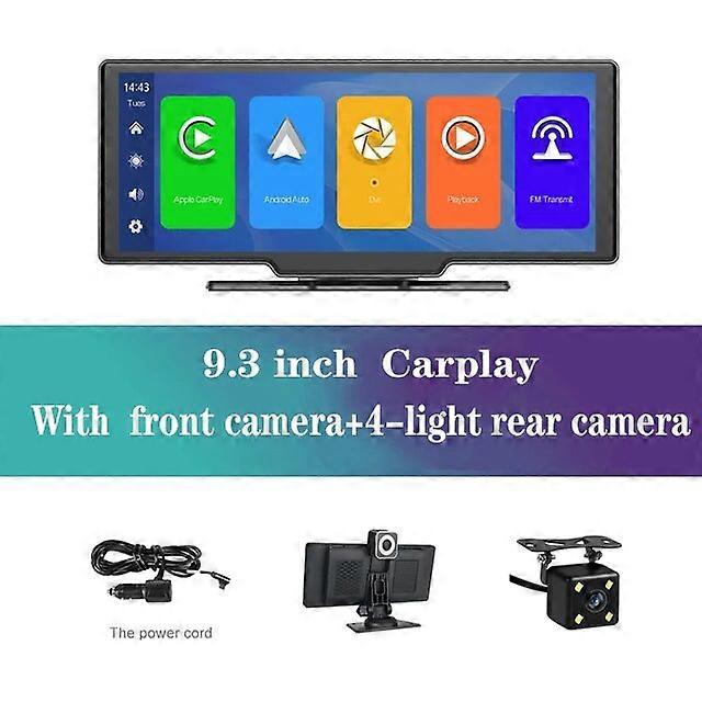 Portable 9.3" Wireless CarPlay Android Auto Car Monitor GPS Navigation For Universally Car Radio Head Unit Dashboard DVR Mirror