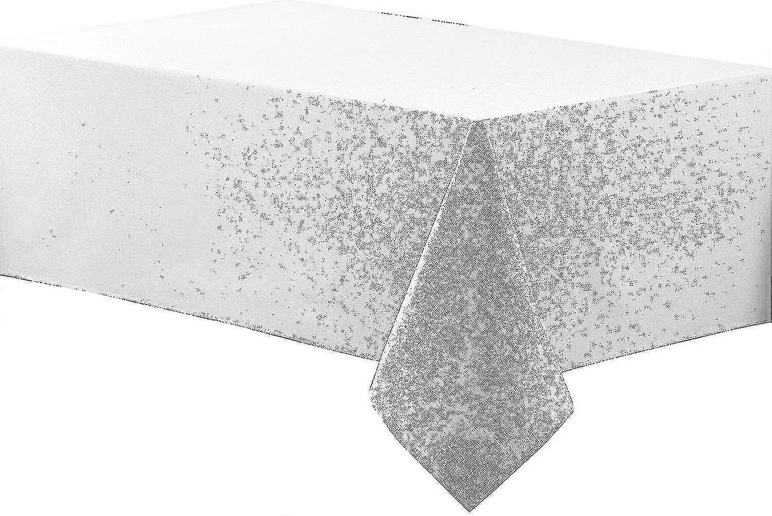 130x220cm Linen Look Waterproof Rectangular Polyester Tablecloth Wrinkle Stain Resistant Table Cover Protector \u2 3 White (ruipei)