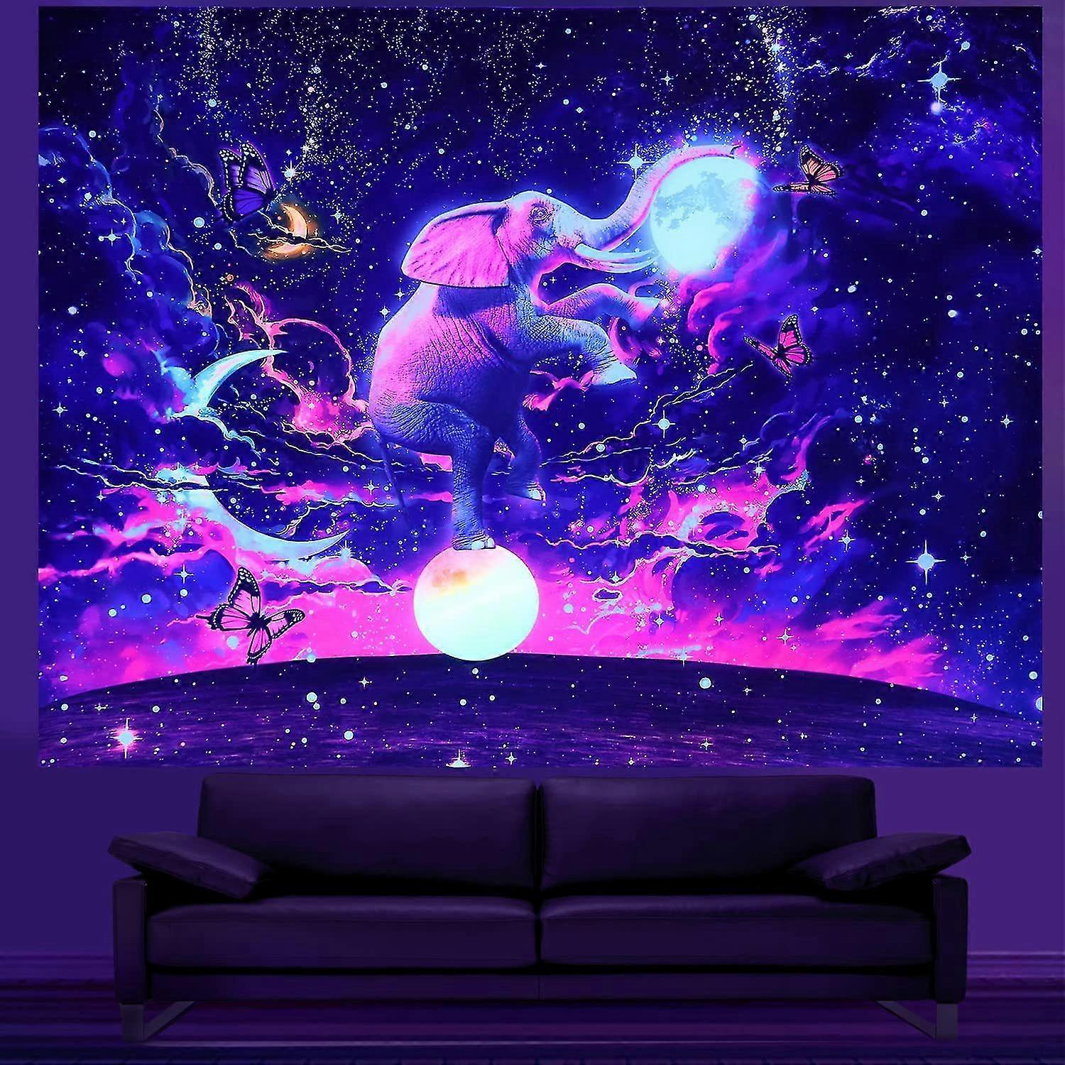 Blacklight Fantasy Forest Tapestry Psychedelic Plant Tapestry Uv Reactive Nature Tree Tapestry Misty Jungle Tapestry Mysterious Landscape Tapestry Wal