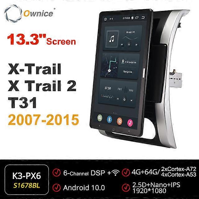 Tesla style 13.3inch DSP PX6 Android 10 Voiture Lecteur DVD Navigation GPS BT Radio Stéréo Pour Nissan X-Trail X Trail 2 T31 2007-2015